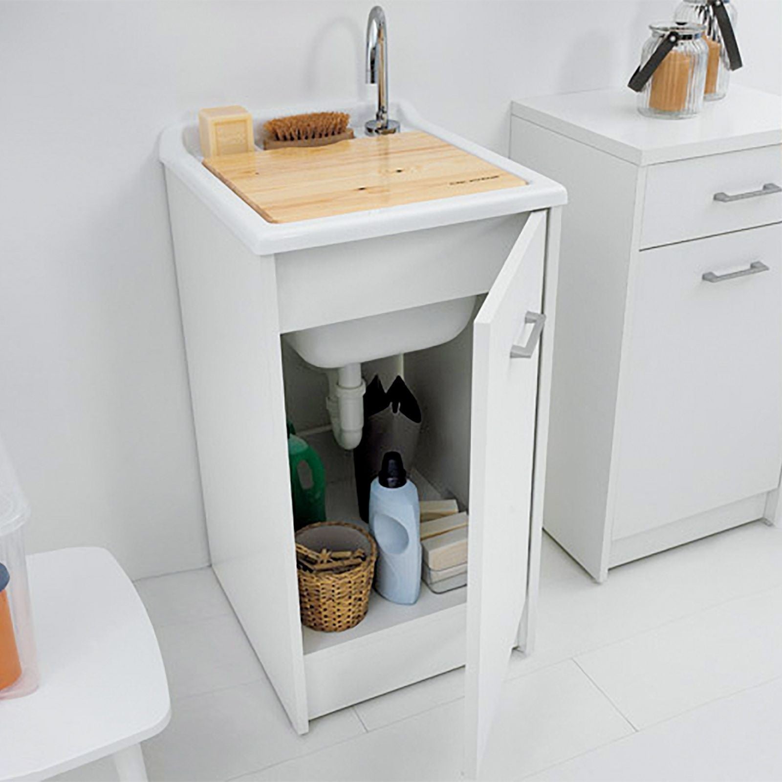 Lavatoio Lavapanni Domestica Colavene 45X50X86h cm con vasca e mobile contenitore - HD casa
