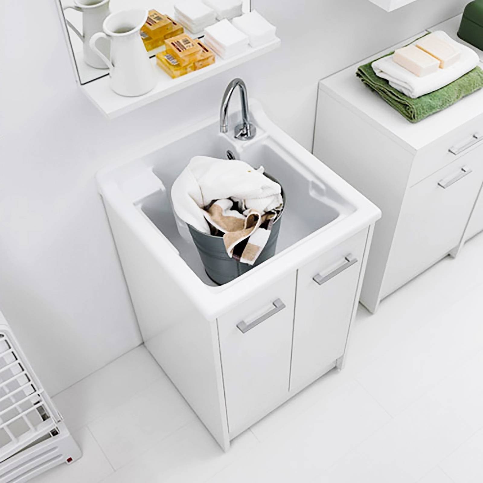 Lavatoio Lavapanni Domestica Colavene 50X50X86h cm con vasca e mobile contenitore - HD casa
