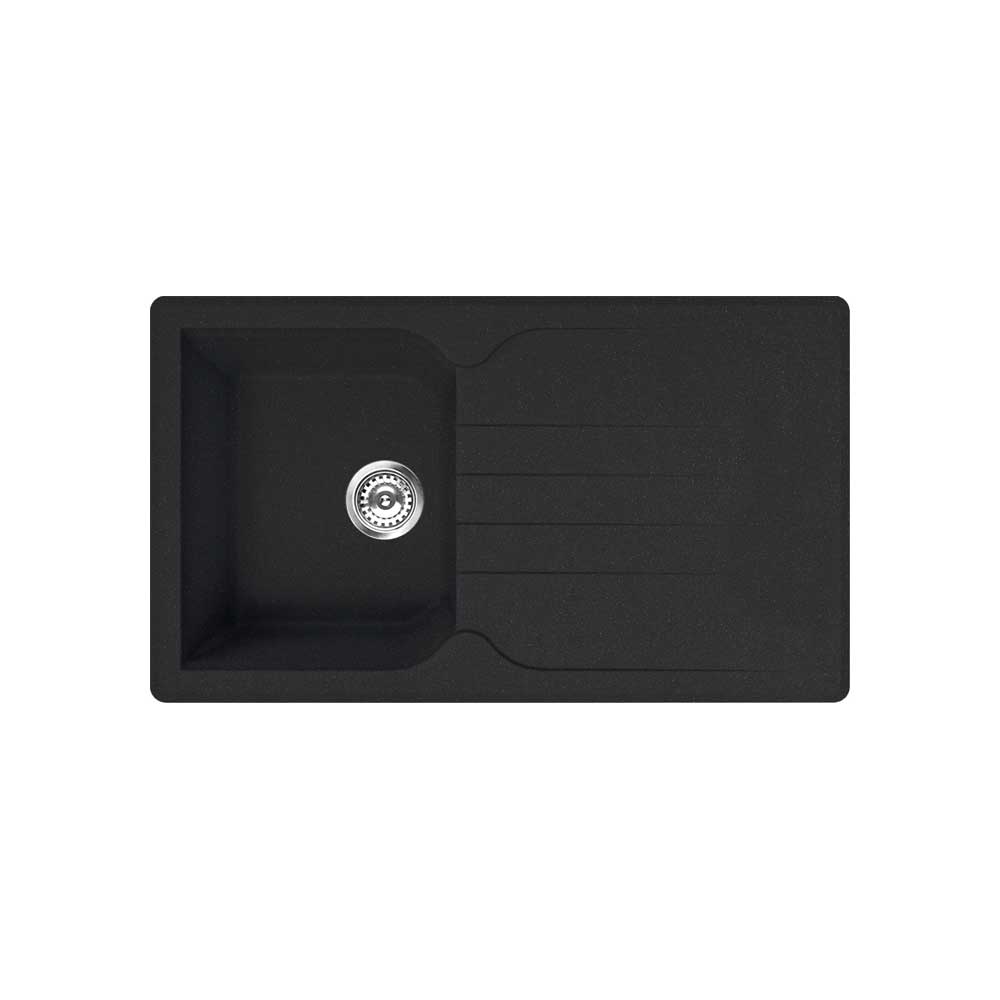 Lavello sintetico 1 vasca con gocciolatoio incasso Colorado nero 86x50 CM - HD casa