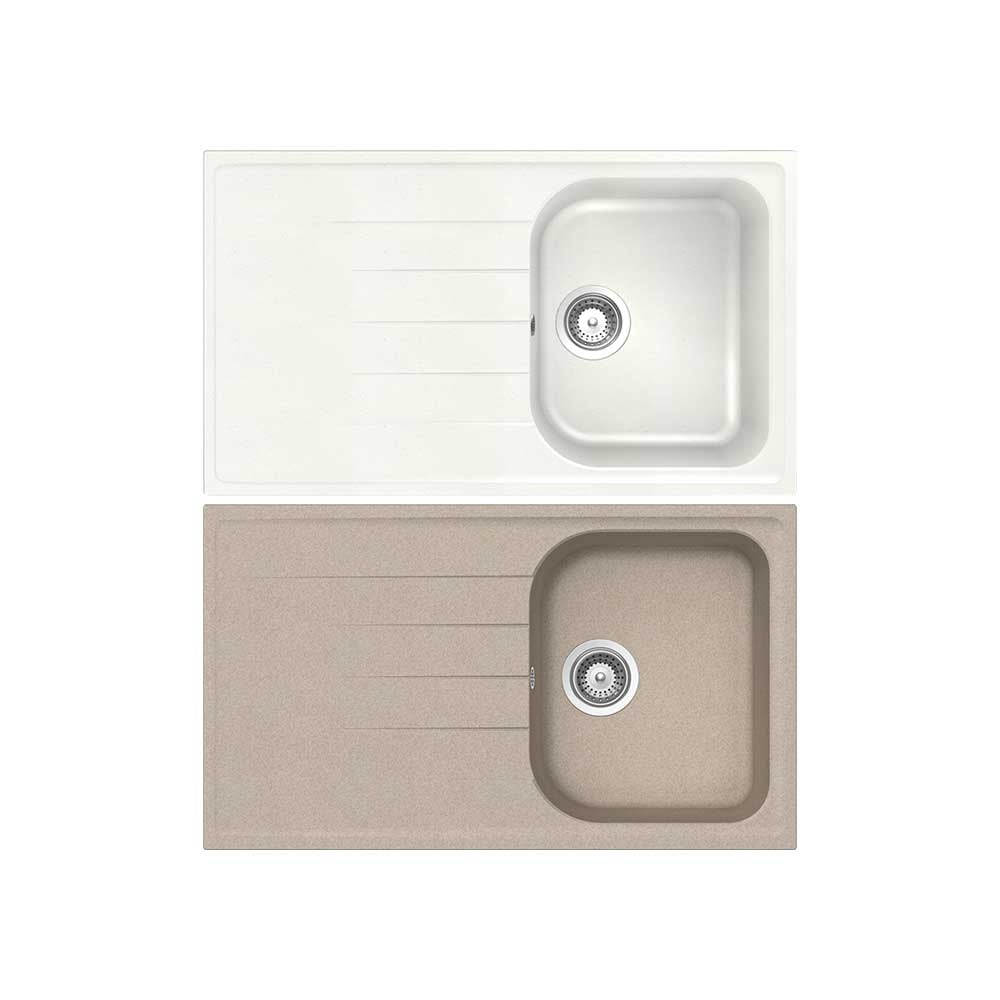 Lavello sintetico 1 vasca con gocciolatoio incasso Lithos avena 58 - 86x50 CM - HD casa