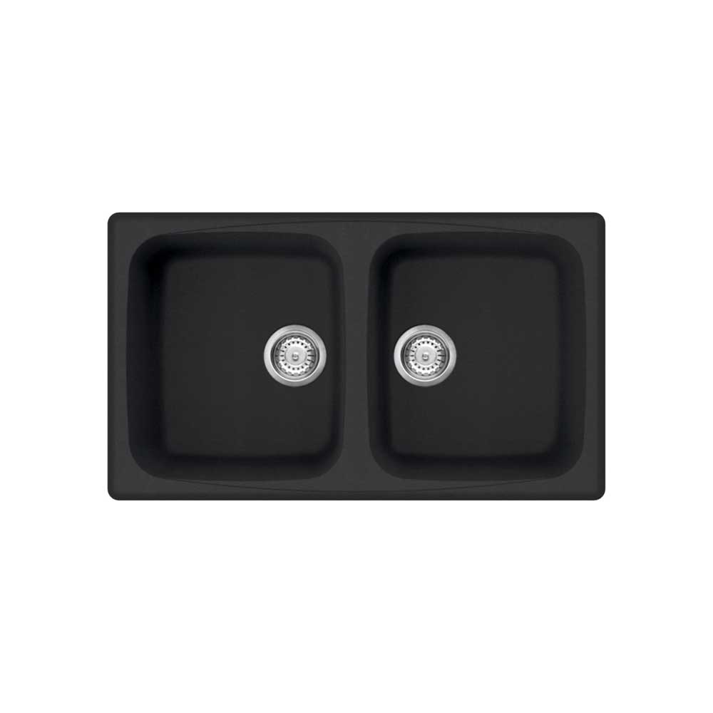 Lavello sintetico 2 vasche incasso Colorado nero 86x50 CM - HD casa
