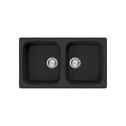 Lavello sintetico 2 vasche incasso Colorado nero 86x50 CM - HD casa