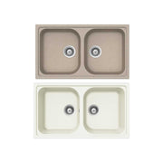 Lavello sintetico 2 vasche incasso Lithos avena 58 - 86x50 CM - HD casa