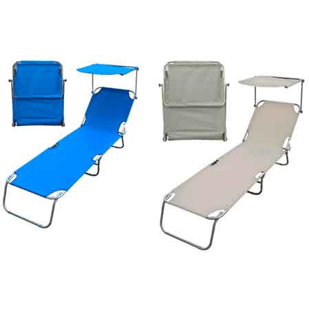 Lettini da spiaggia pieghevole con parasole 187x55x24 cm - colore crema - HD casa