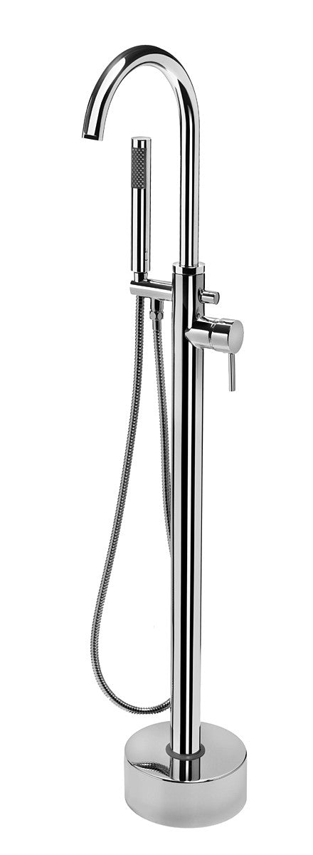 Miscelatore da terra a piantana mod. Zeda per vasca con deviatore e doccetta inclusa design minimale - HD casa