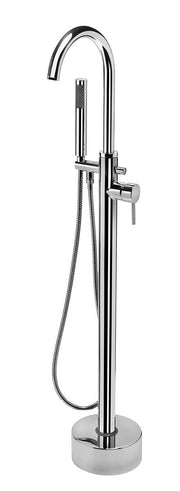 Miscelatore da terra a piantana mod. Zeda per vasca con deviatore e doccetta inclusa design minimale - HD casa