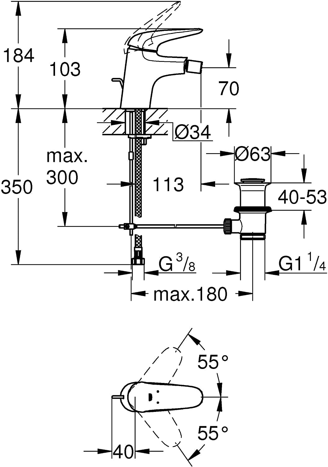 Miscelatore bidet Grohe mod. Eurostyle monocomando cromato - HD casa