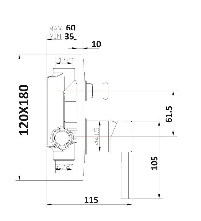 Miscelatore doccia ad incasso due vie modello Kora in ottone cromato - HD casa