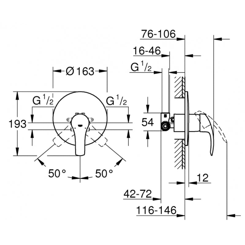 Miscelatore doccia grohe monocomando da incasso cromo - HD casa