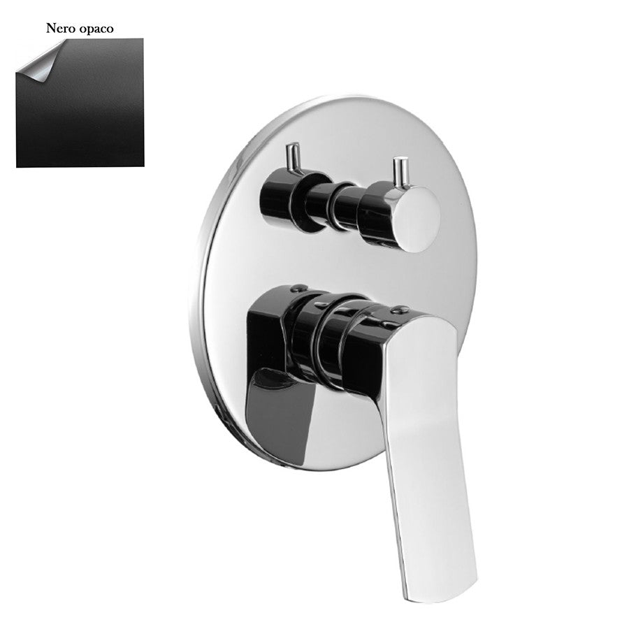 Miscelatore doccia incasso in ottone nero opaco con piastra tonda e deviatore meccanico ed Easy Box - HD casa