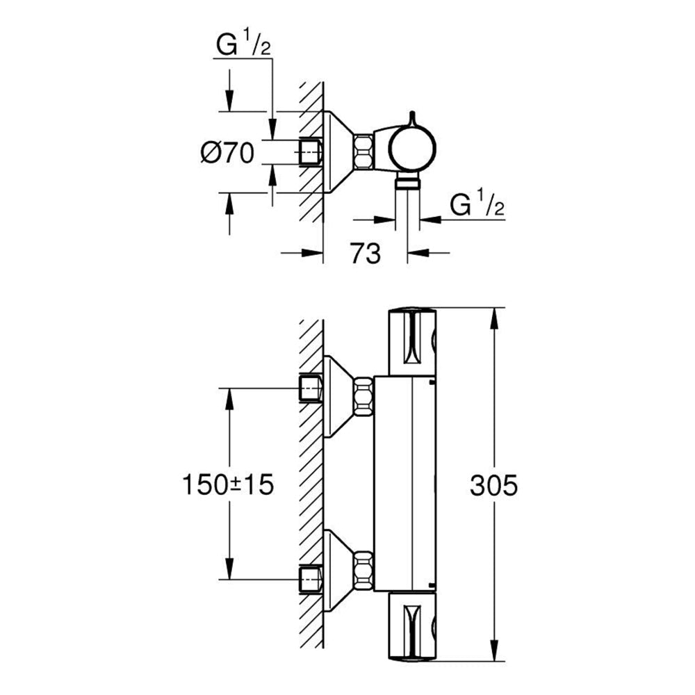 Miscelatore doccia termostatico grohtherm 800" 1/2" — Grohe - HD casa