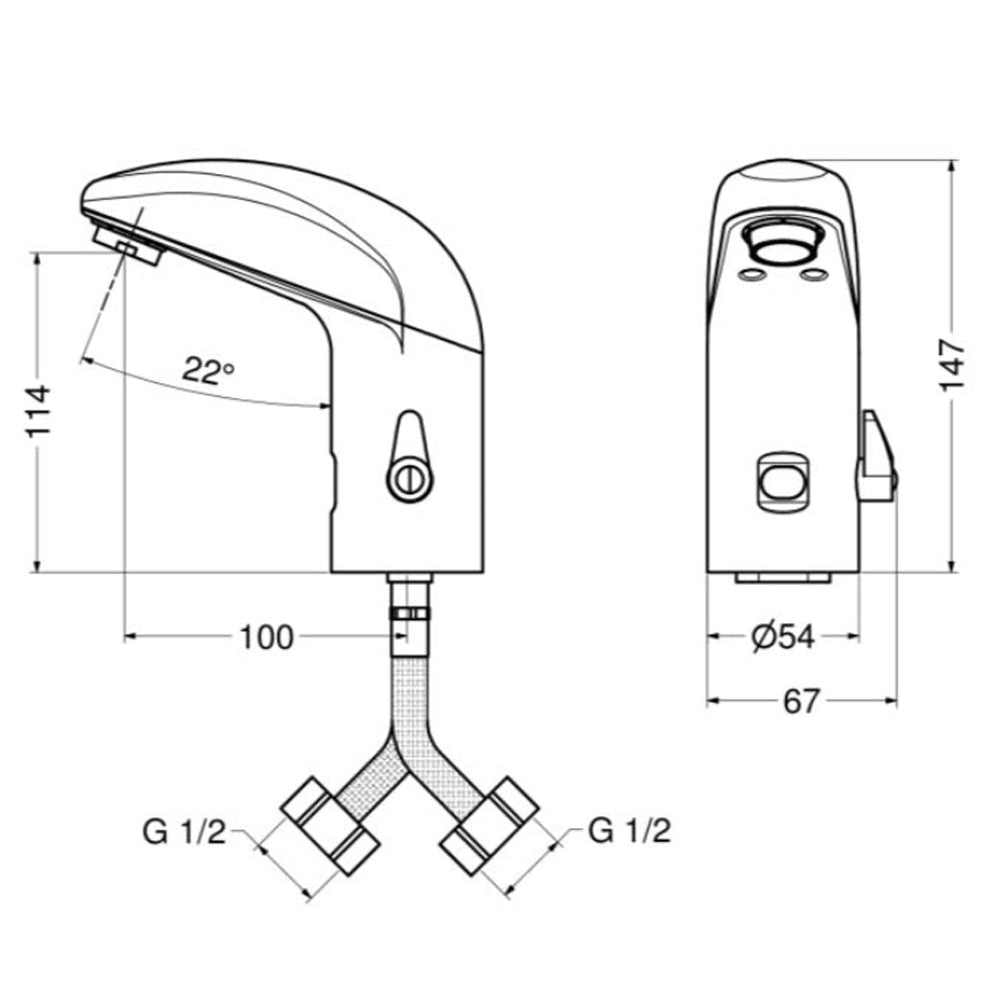 Miscelatore elettrico lavabo a fotocellula serie ONE" batterie 6V — Idral - HD casa