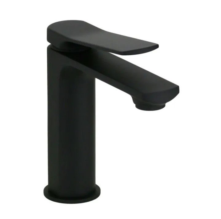 Miscelatore lavabo monoforo in ottone nero opaco modello Kora con leva inclinata e piletta clic - clac inclusa - HD casa