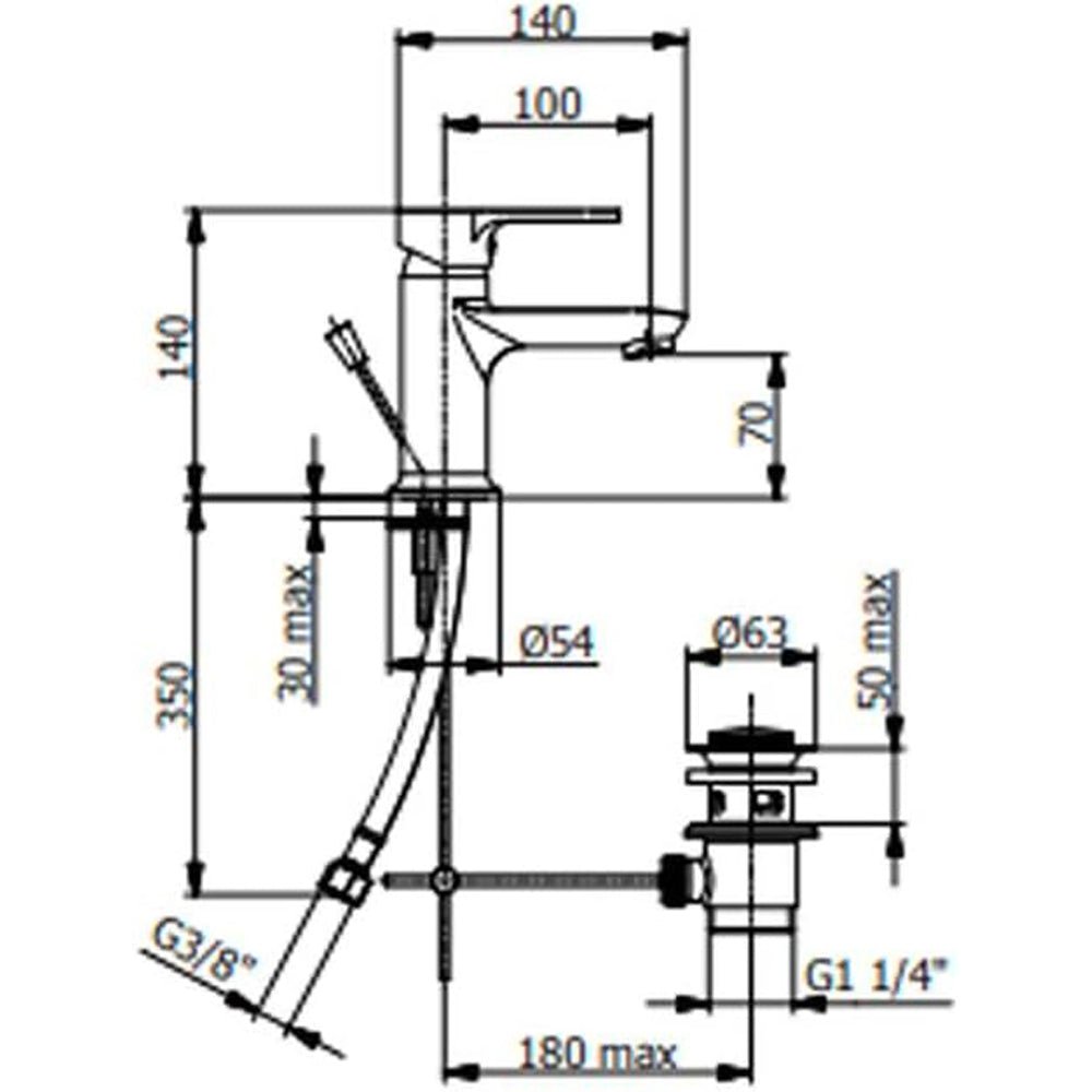 Miscelatore lavabo Prius cromo + piletta 1"1/4 — Fromac - HD casa