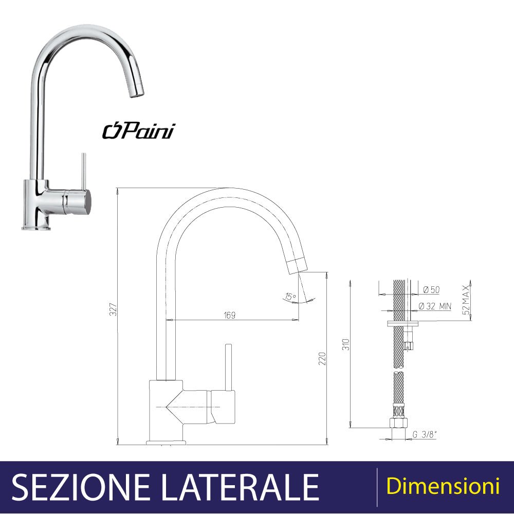 Miscelatore lavello a bocca alta new disco cromo — Paini - HD casa