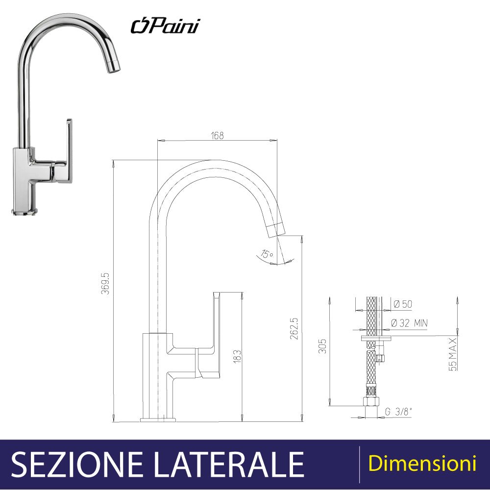 Miscelatore lavello a bocca alta Stile cromo — Paini - HD casa