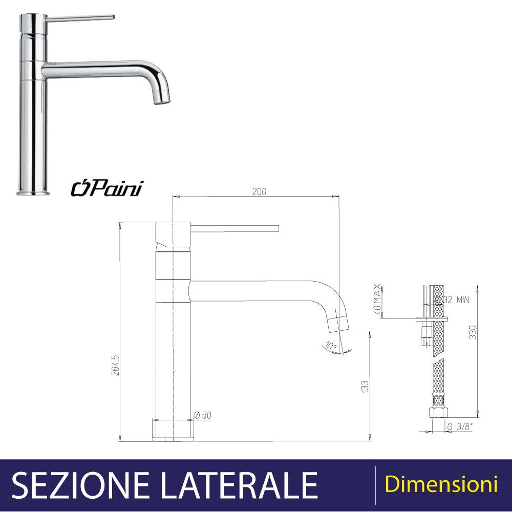 Miscelatore lavello a fontana new DISCO" cromo — Paini - HD casa