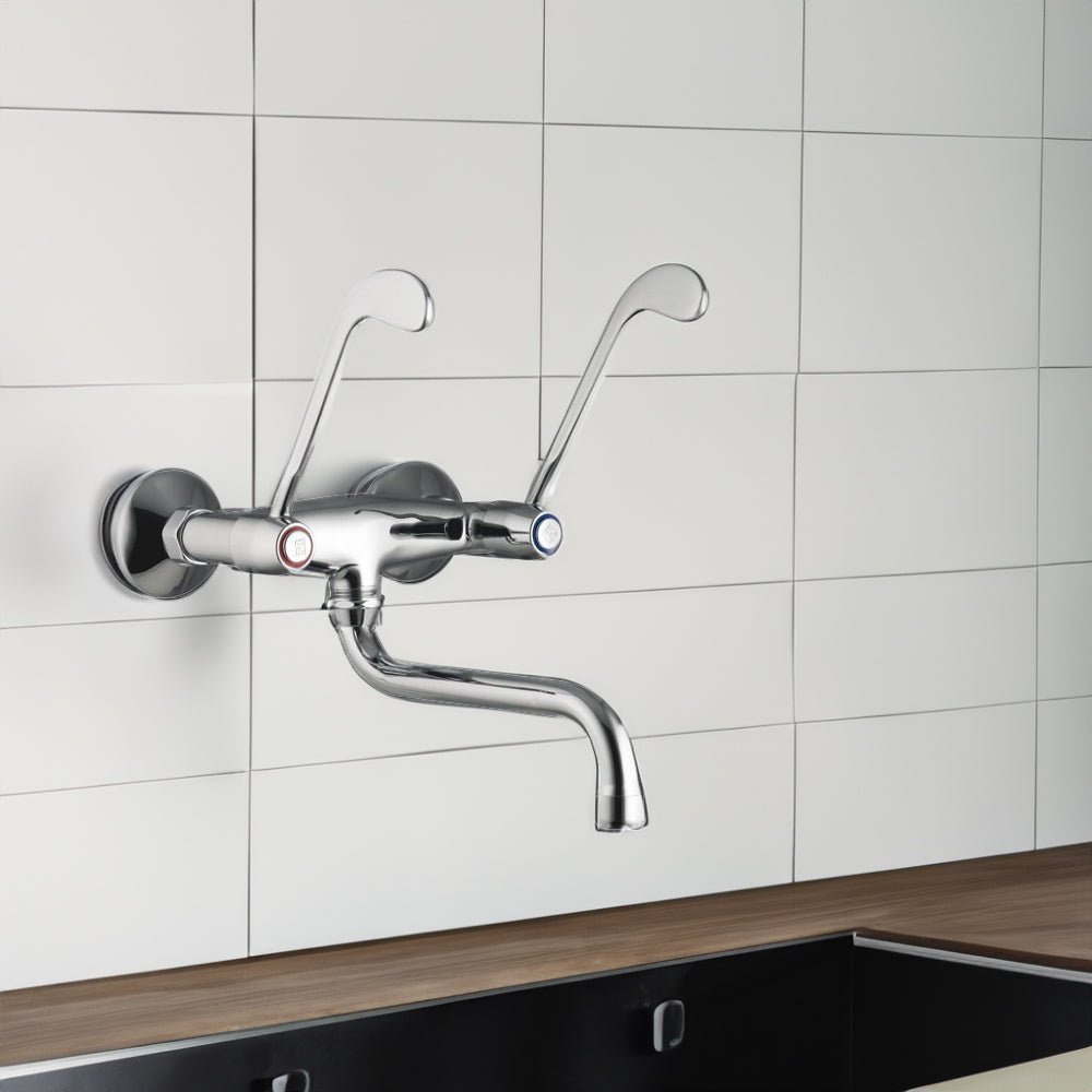 Miscelatore lavello a muro con doppia leva clinica cromo - 1/2" — Porta & Bini - HD casa