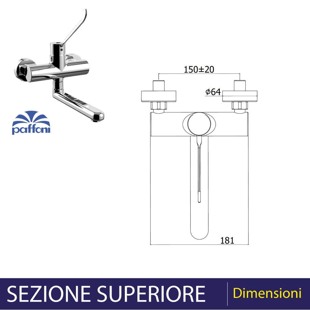 Miscelatore lavello a parete con leva clinica Candy cromo — Paffoni - HD casa