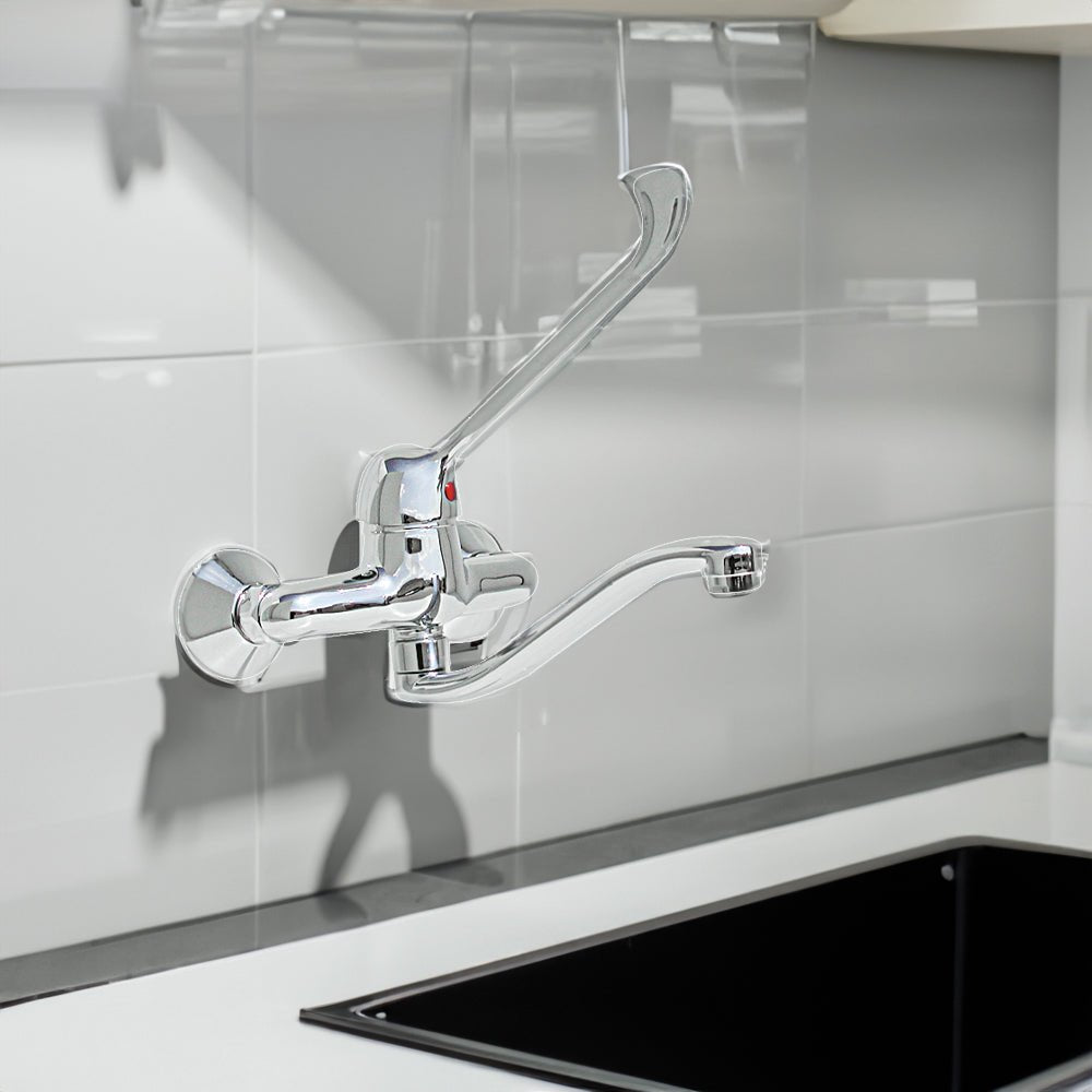 Miscelatore lavello a parete con leva clinica cromo - Ø 40 - HD casa
