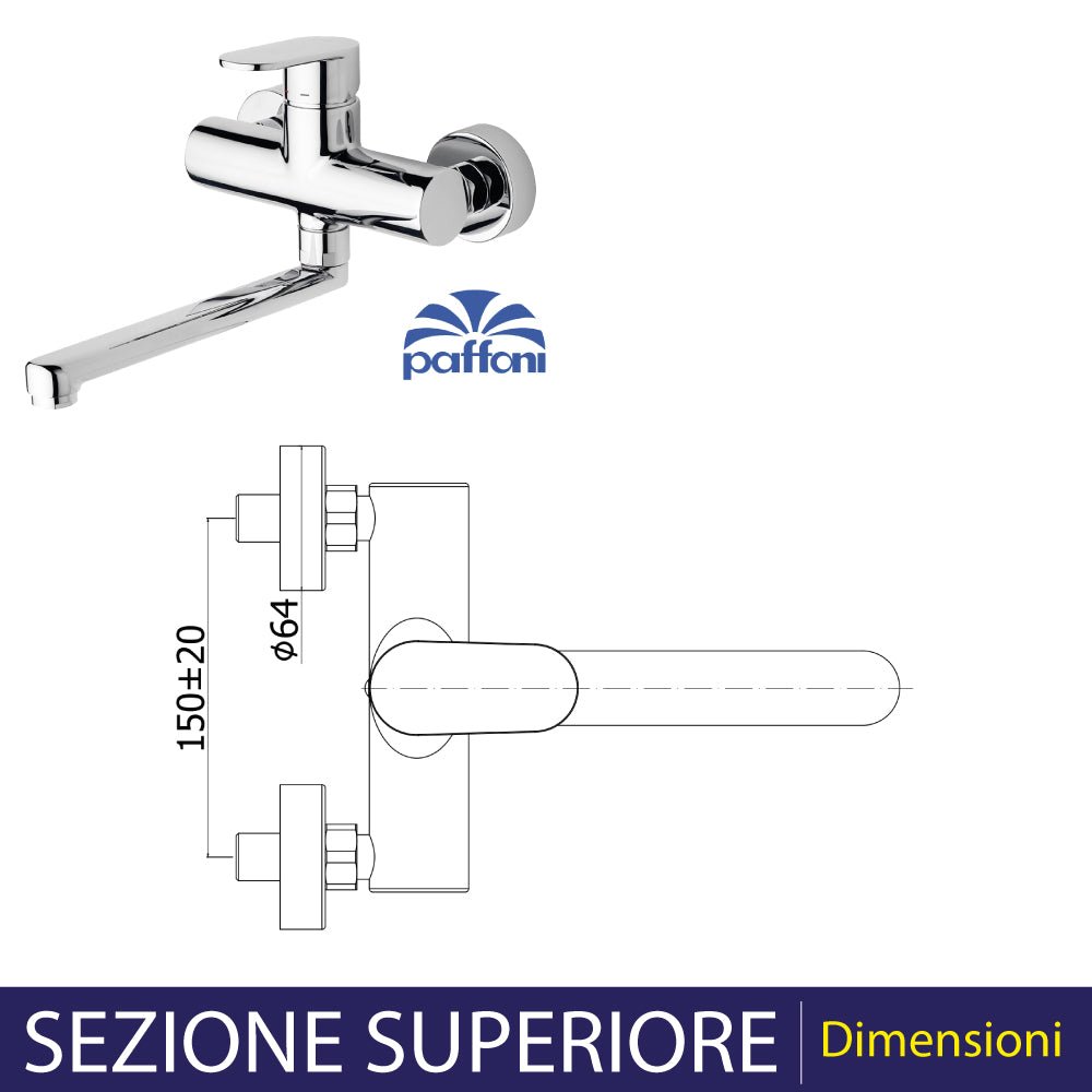 Miscelatore lavello a parete cromo — Paffoni - HD casa