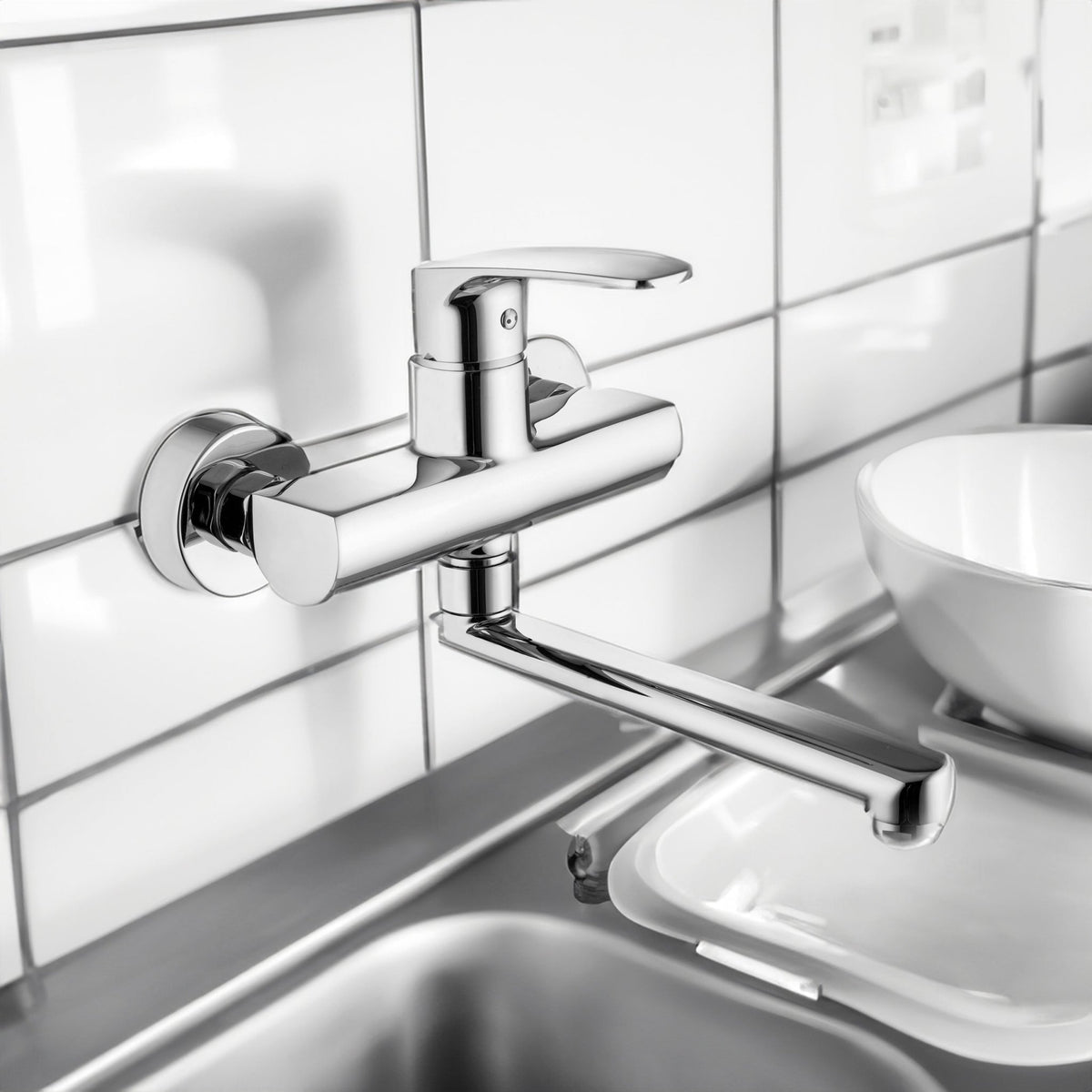 Miscelatore lavello a parete Lime con canna orientabile cromo — Paffoni - HD casa
