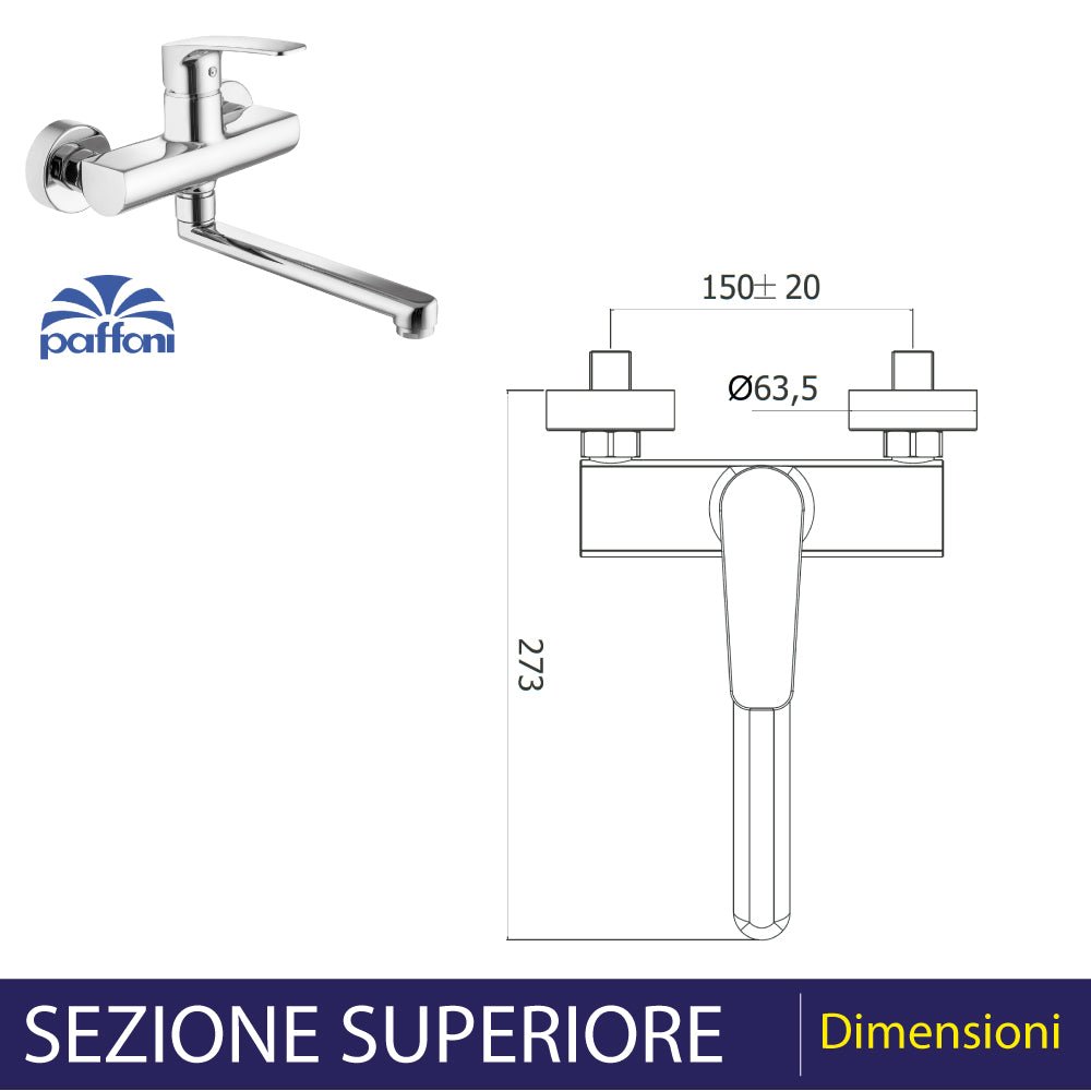 Miscelatore lavello a parete Lime con canna orientabile cromo — Paffoni - HD casa