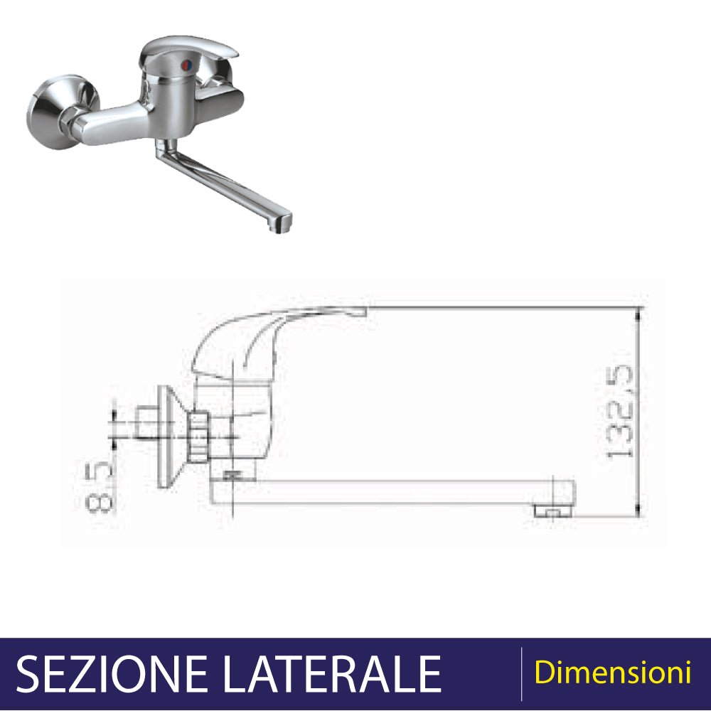 Miscelatore lavello a parete Prince cromo — Aeffe - HD casa