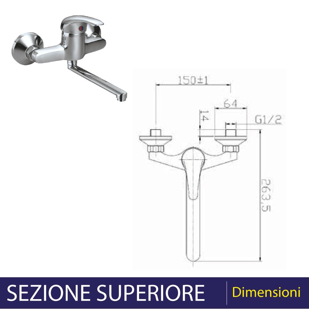 Miscelatore lavello a parete Prince cromo — Aeffe - HD casa