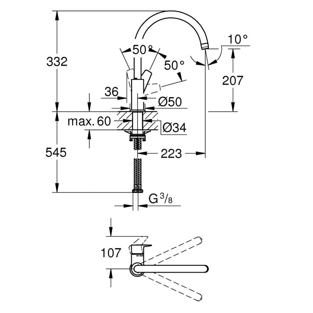 Miscelatore lavello Bauedge cromo — Grohe - HD casa