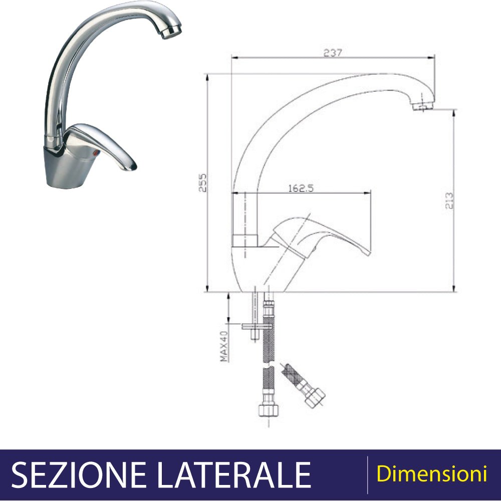 Miscelatore lavello canna alta Prince cromo — Aeffe - HD casa