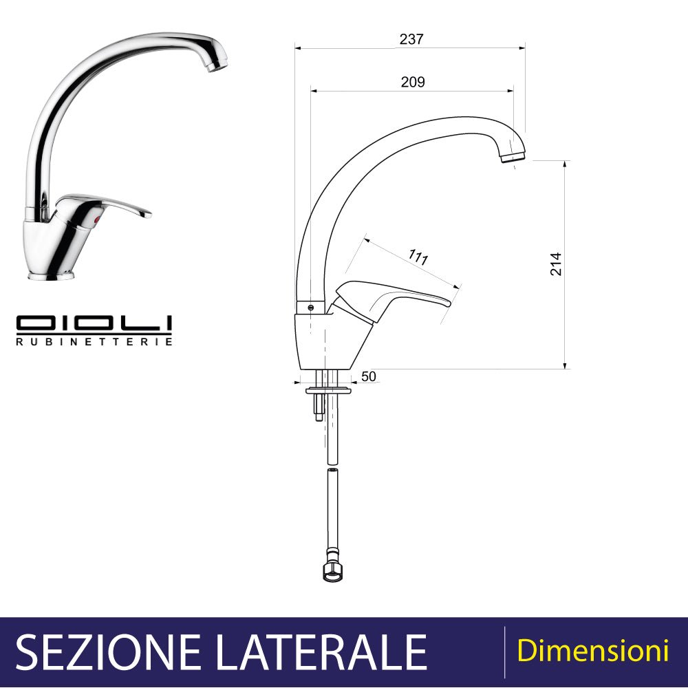Miscelatore lavello canna fusa cromo — Oioli - HD casa