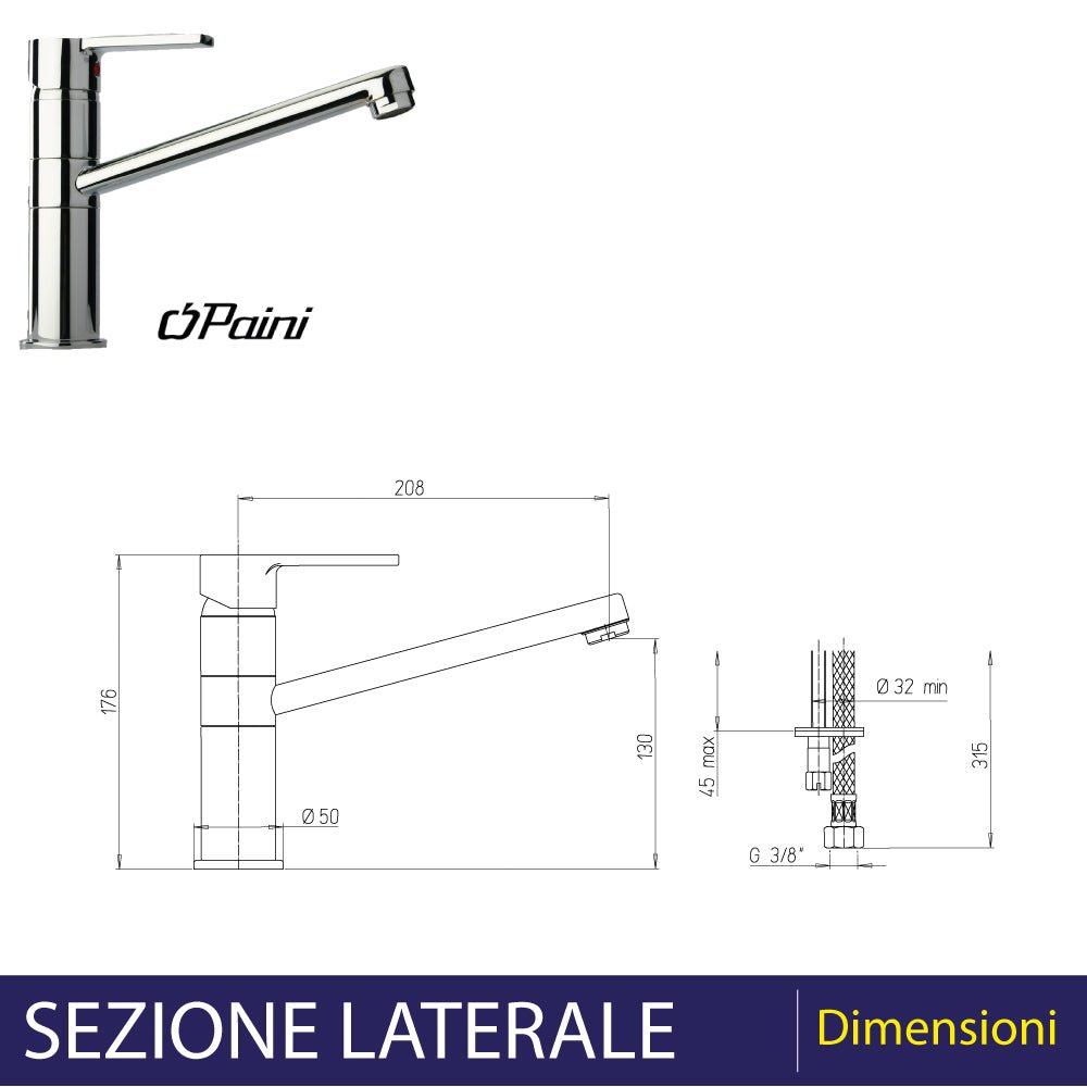 Miscelatore lavello con bocca coassiale le MANS" cromo — Paini - HD casa