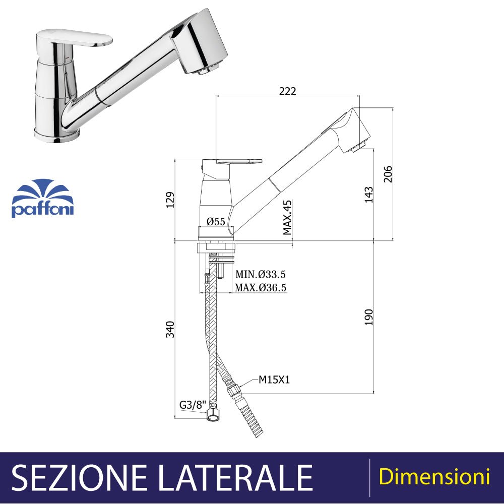 Miscelatore lavello con doccetta estraibile Candy cromo — Paffoni - HD casa