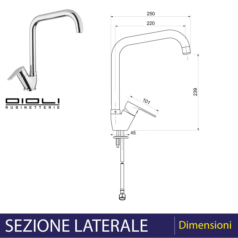 Miscelatore lavello king canna ad l fragranite avena — Oioli - HD casa
