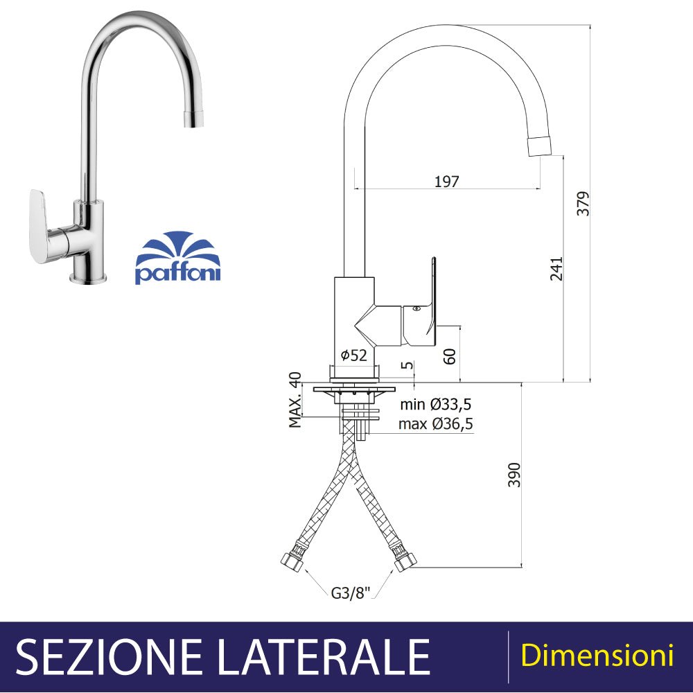 Miscelatore lavello Lime canna orientabile cromo — Paffoni - HD casa