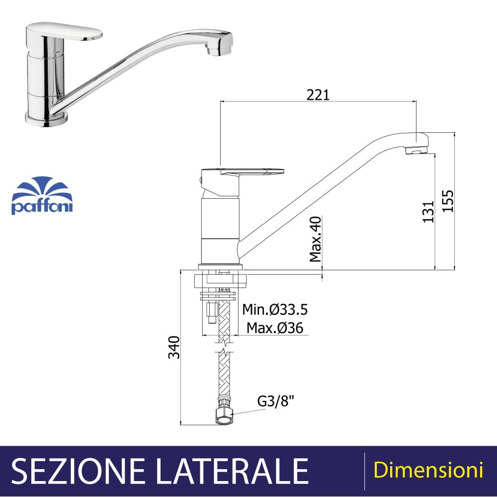 Miscelatore lavello monoforo Candy cromo — Paffoni - HD casa