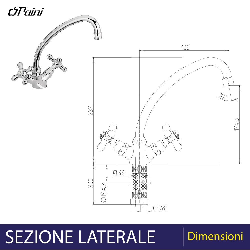 Miscelatore lavello monoforo Liberty cromo — Paini - HD casa