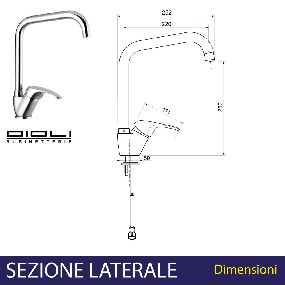 Miscelatore lavello roma canna a L cromo — Oioli - HD casa