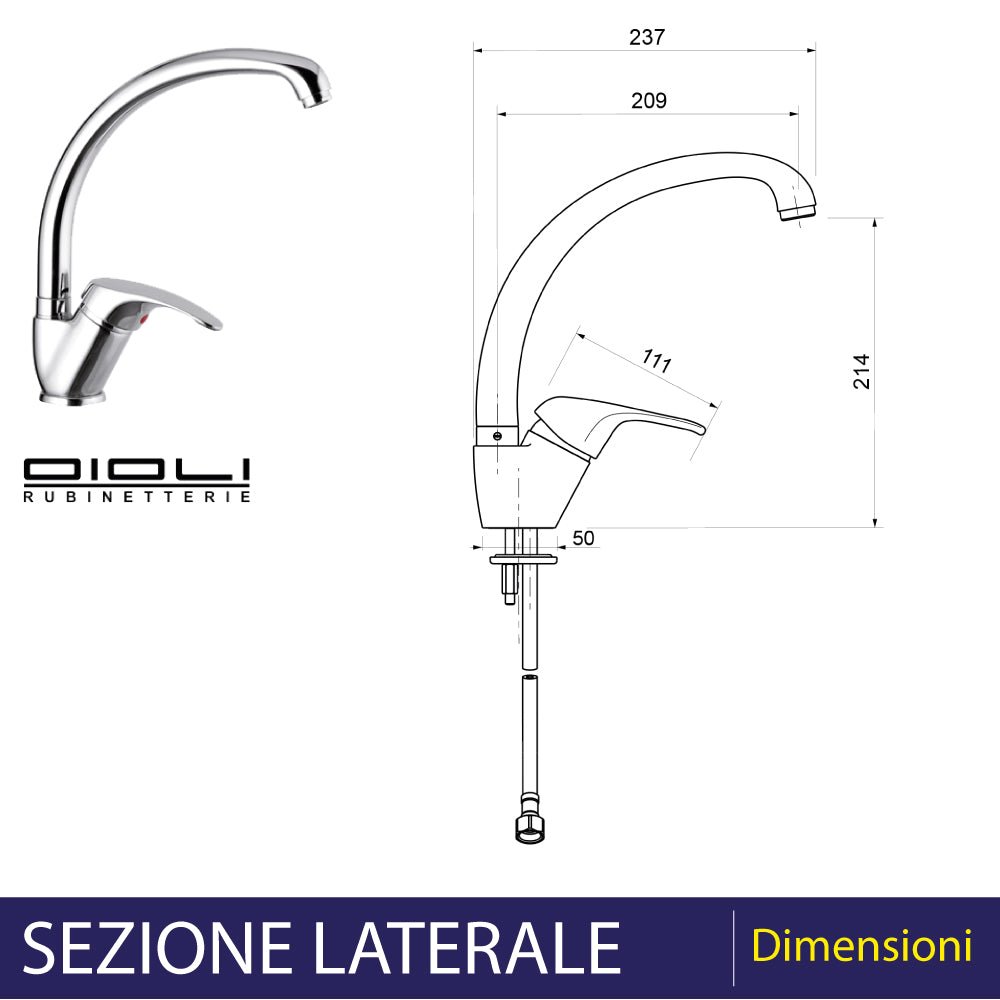 Miscelatore lavello roma canna fusa cromo — Oioli - HD casa