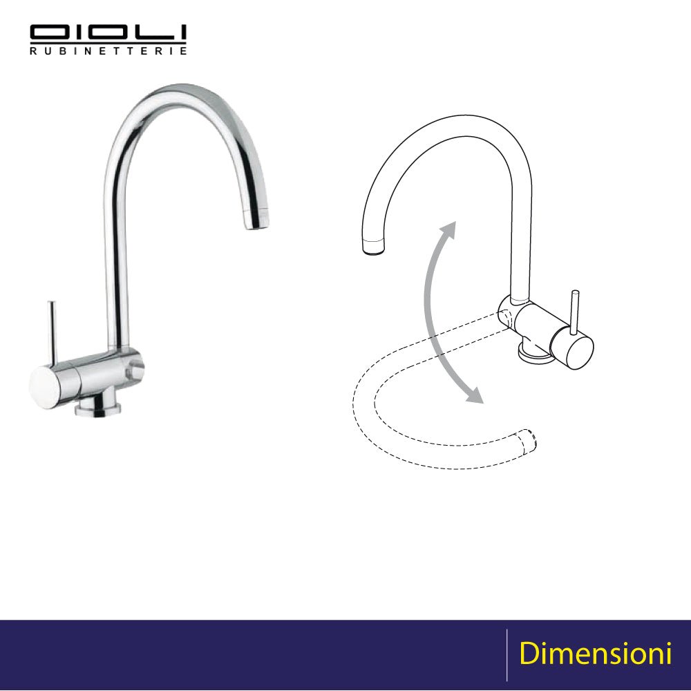 Miscelatore lavello sottofinestra micro cromo — Oioli - HD casa