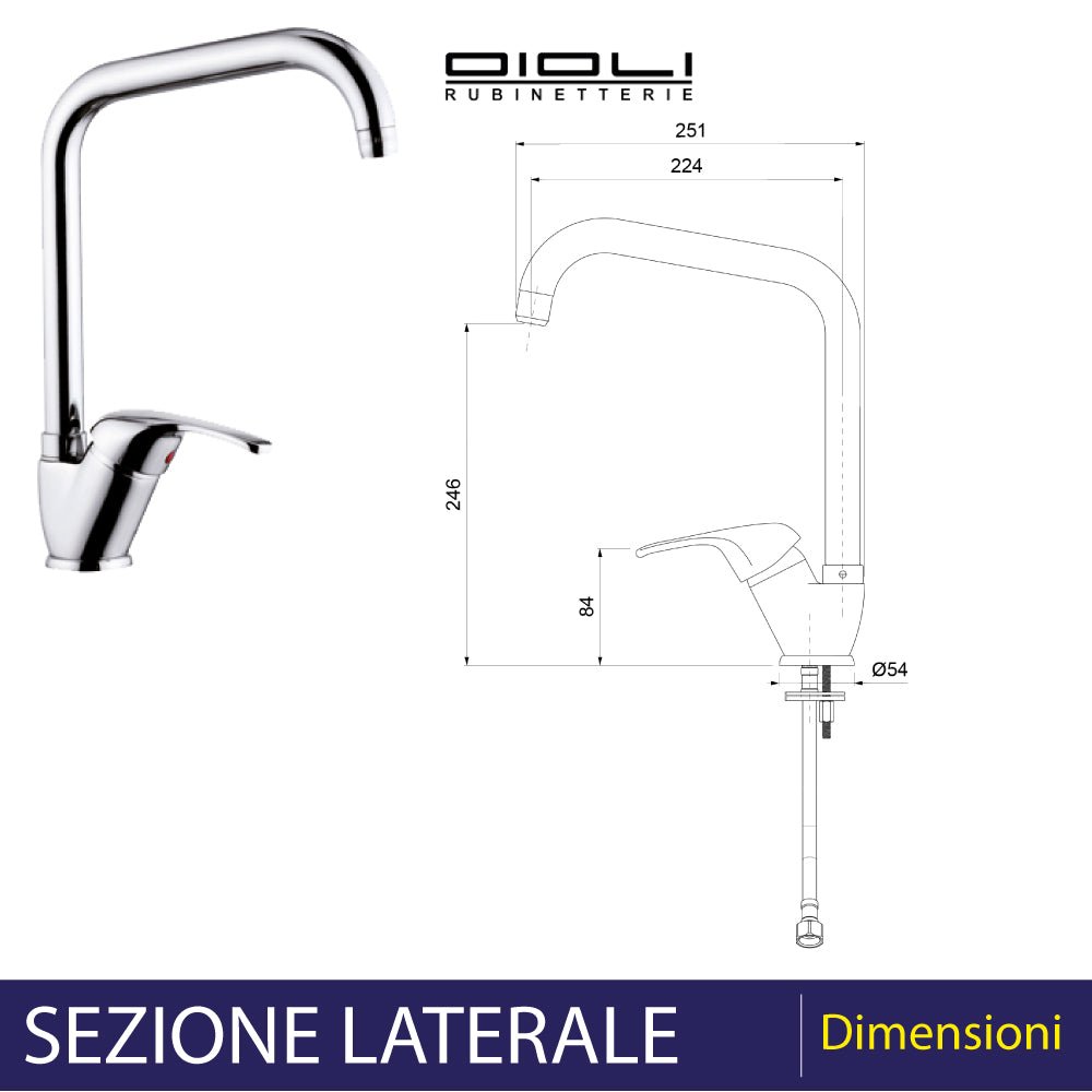 Miscelatore lavello venezia canna a L cromo — Oioli - HD casa