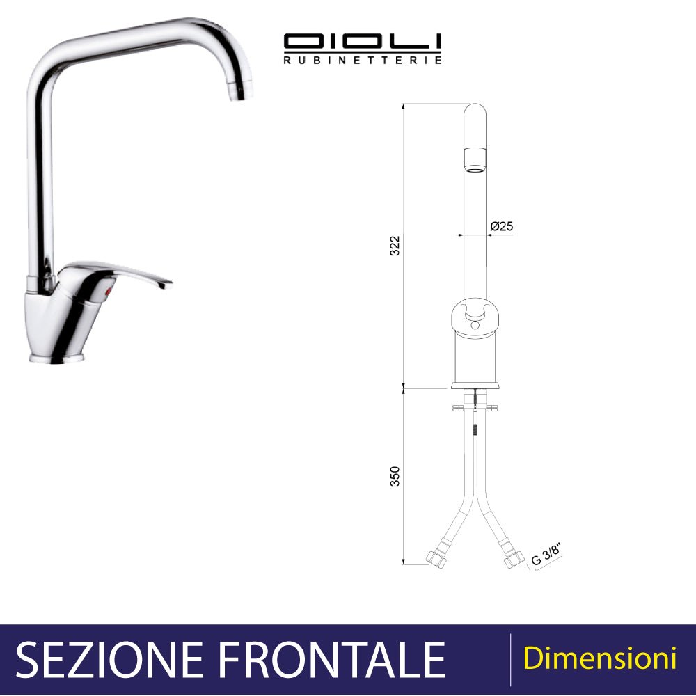 Miscelatore lavello venezia canna a L cromo — Oioli - HD casa
