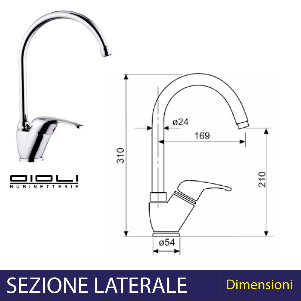 Miscelatore lavello venezia canna a ponte cromo — Oioli - HD casa