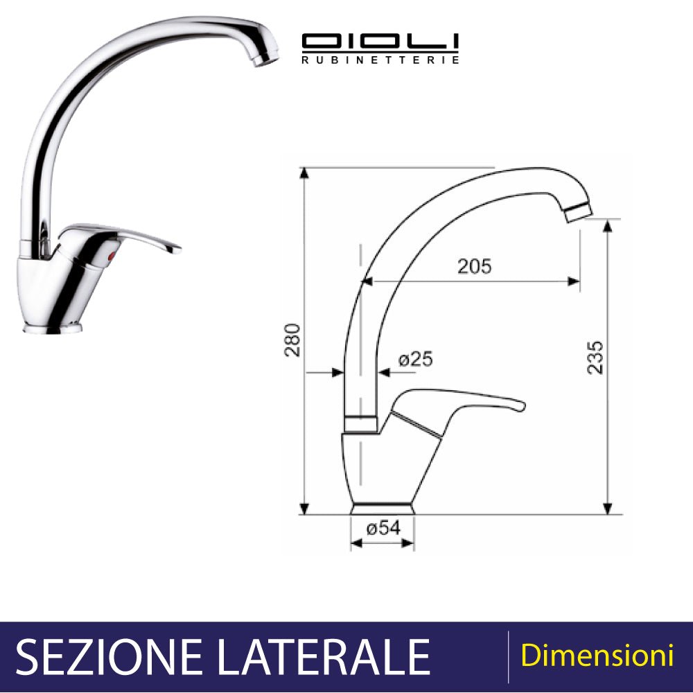 Miscelatore lavello venezia canna fusa cromo — Oioli - HD casa