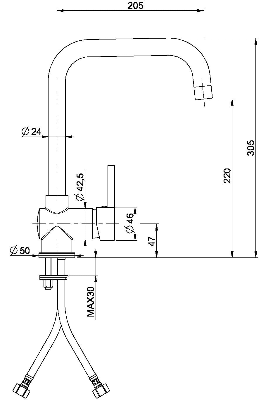 Miscelatore monocomando 1670 CR canna alta per lavello finitura cromo - HD casa