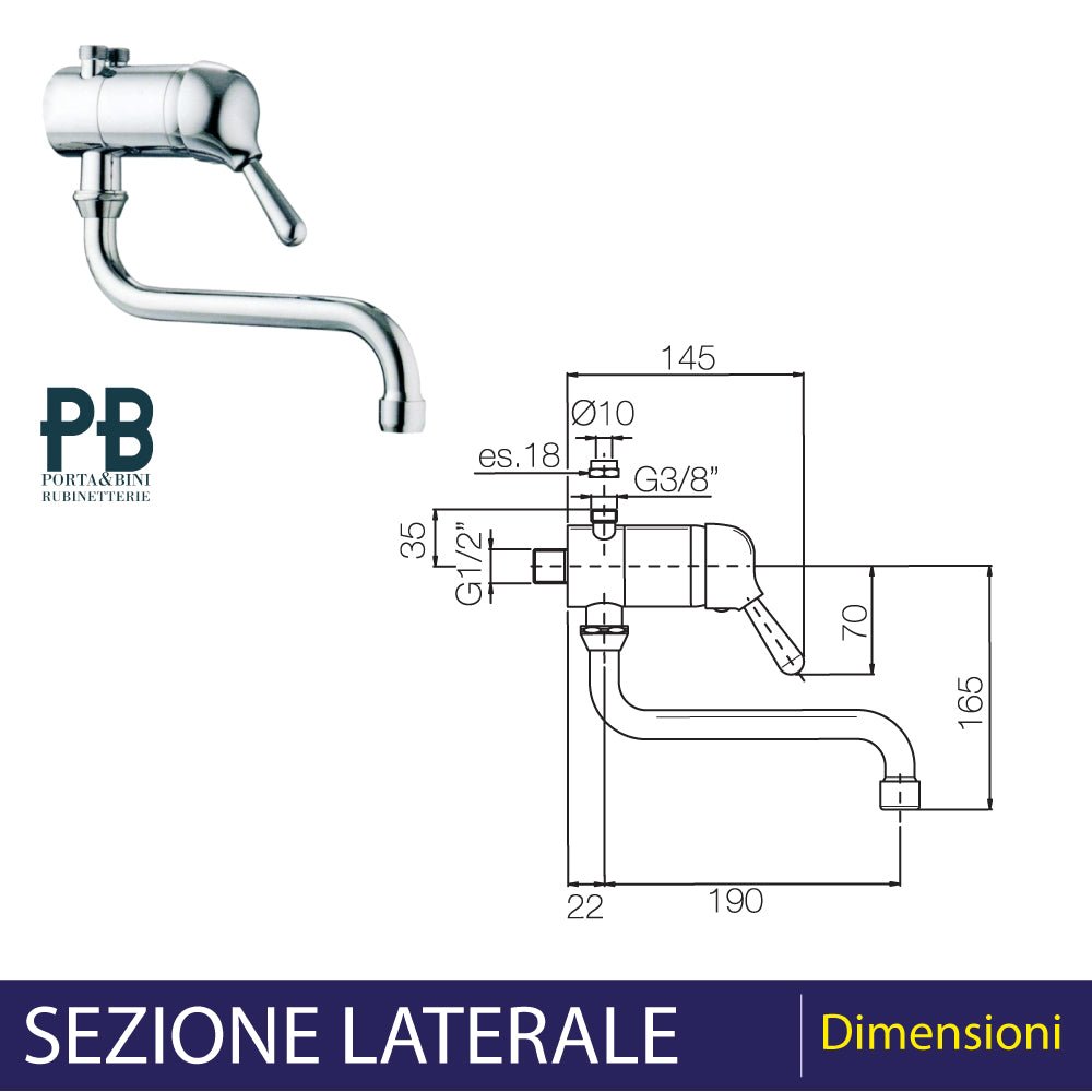 Miscelatore monocomando sotto scaldino cromo — Porta & Bini - HD casa