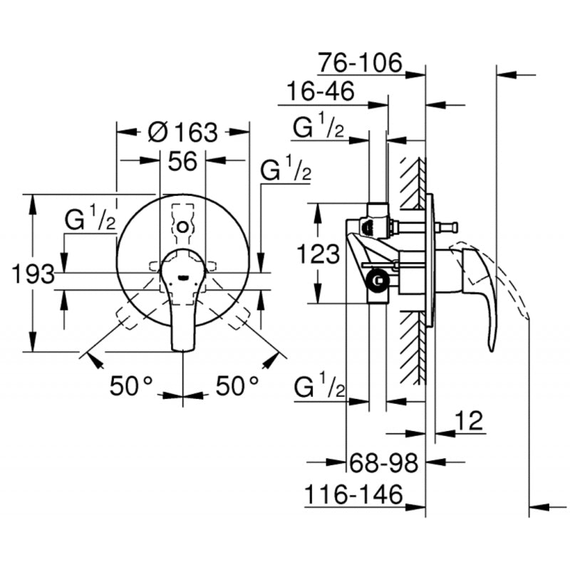Miscelatore vasca doccia monocomando con deviatore - Grohe - HD casa