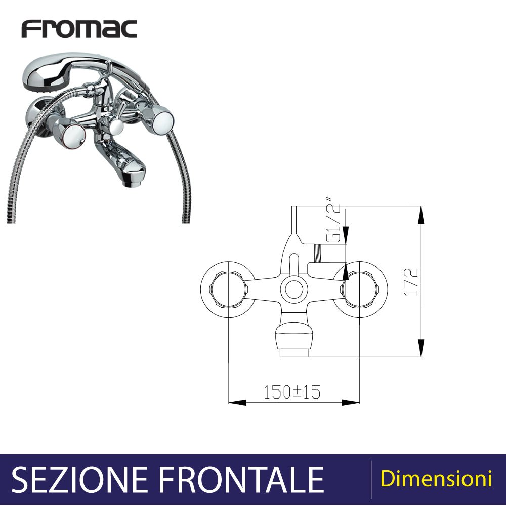 Miscelatore vasca esterno tradizionale cromo + set doccia — Fromac - HD casa