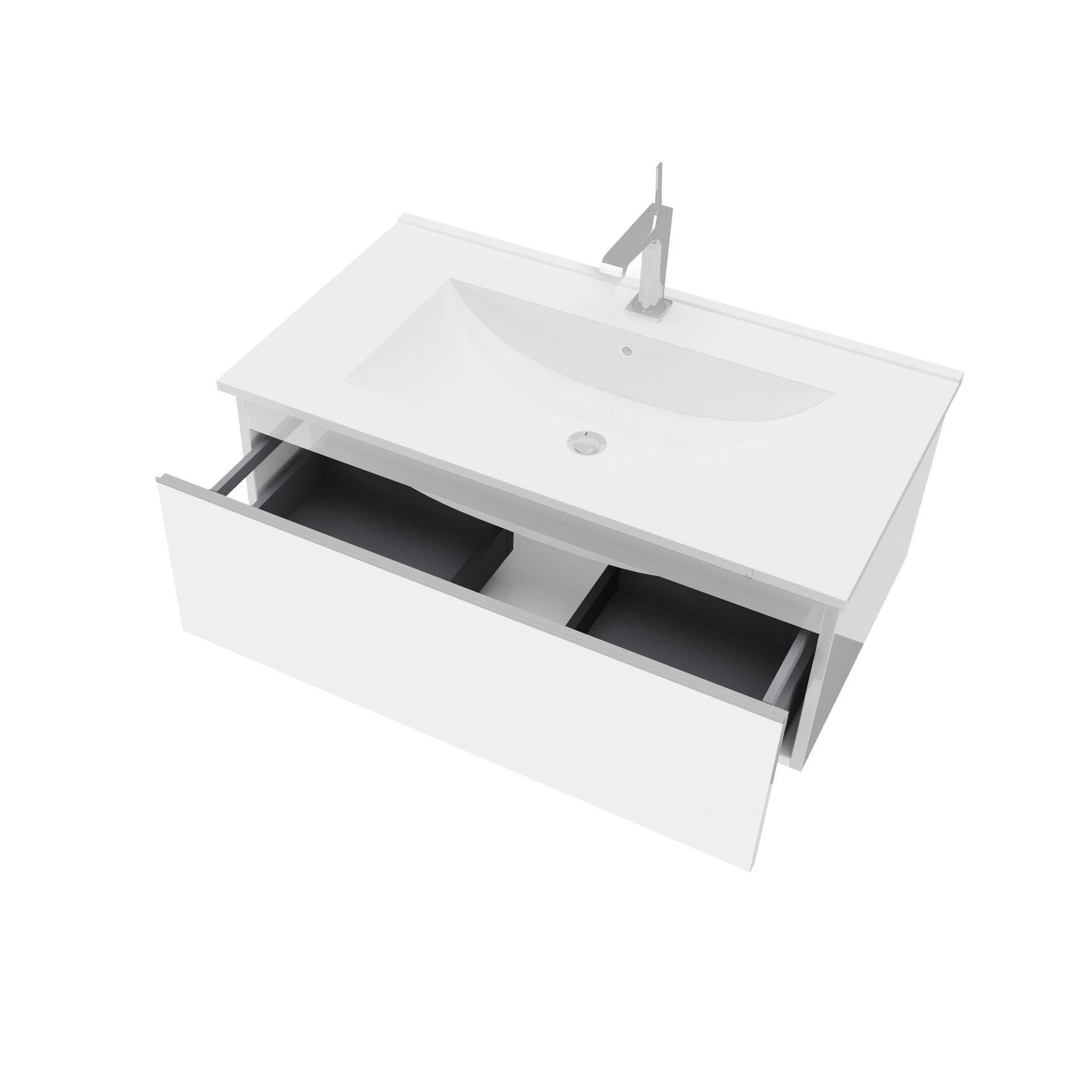 Mobile bagno sospeso da 81cm bianco lucido - HD casa